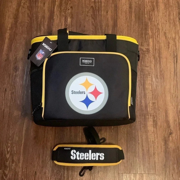 NFL Pittsburgh Steelers Insulated Cooler Tote Bag 28 Can Shoulder Strap NWT - Picture 2 of 9